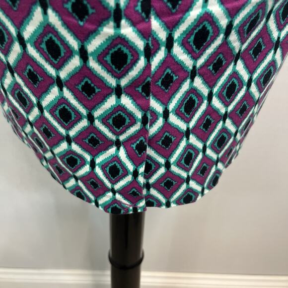 Willi Smith Skirt size 2 Purple Green Diamonds Straight Pencil Stretch Knee - Picture 6 of 7